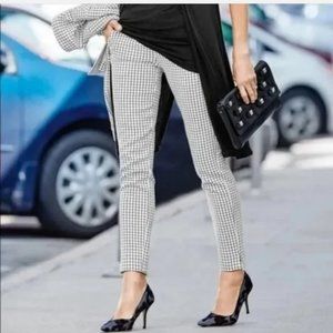 Cabi #3203 White & Black Windowpane Plaid Trouser Ankle Pants Sz 6